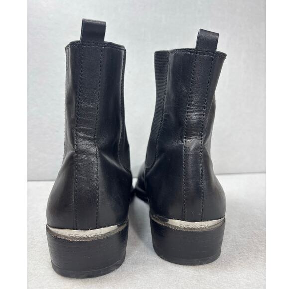 Coach Lucia Black leather Chelsea boot women's 8.5 - Picture 12 of 13